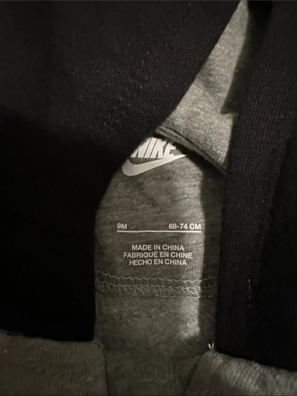 Nike Grey and Black Hooded Toddler One-Piece
